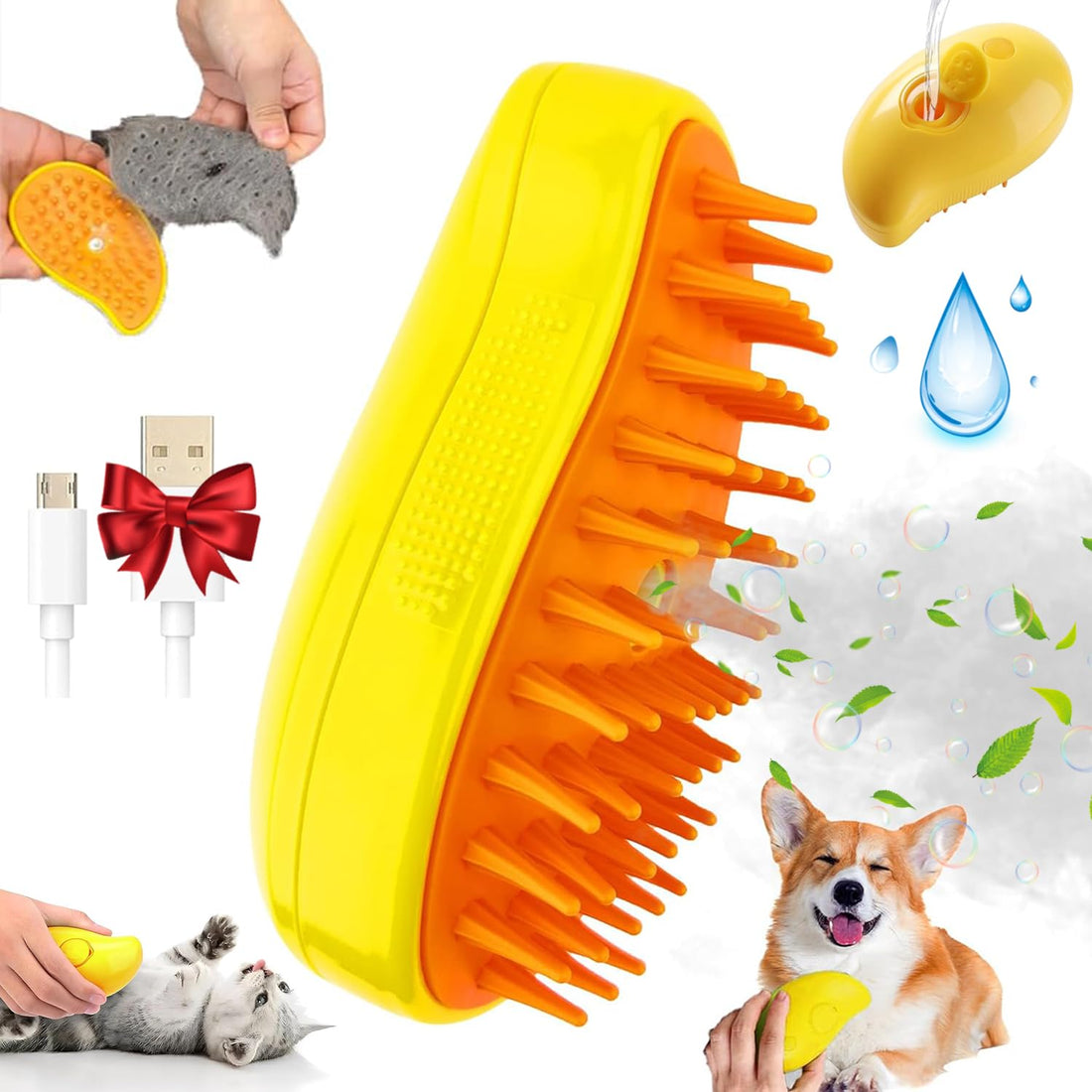 3-in-1 Steam Dog Grooming Brush
