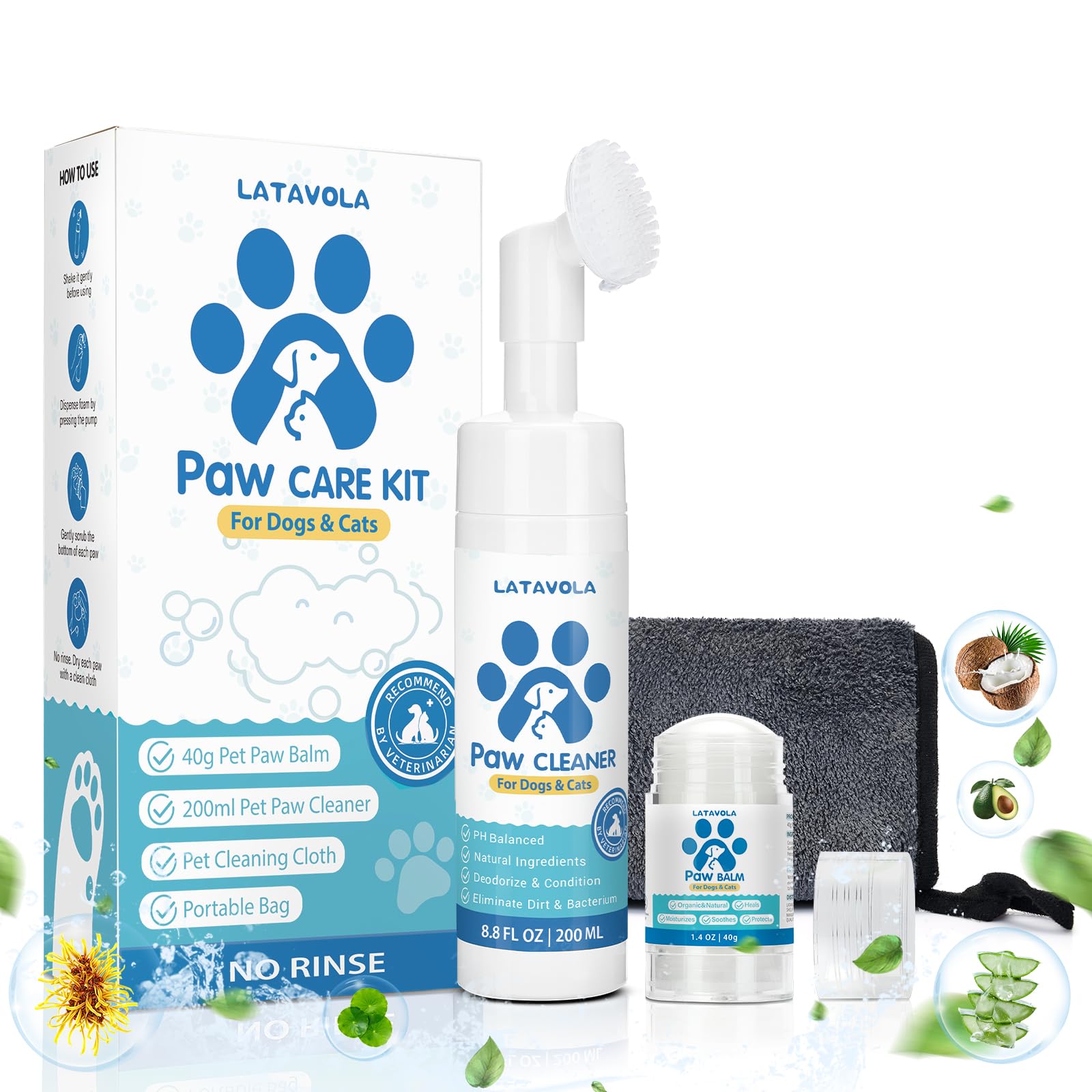 Trendy Tron Dog Paw Cleaner Care Kit - Paw Cleaner for Dogs Small Large Medium Breed - Dog Paw Pad Balm Heals Dry Paws and Nose Dog Paw Foot Washer Grooming Supplies Spa Kit for Pet Care