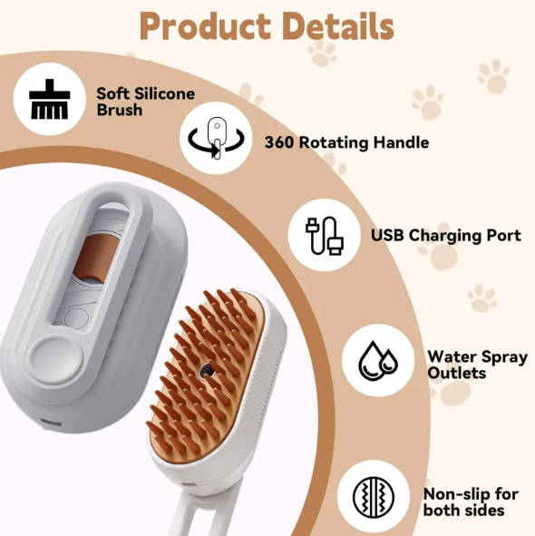 3-in-1 Steam Dog Grooming Brush