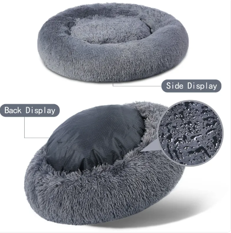 Calming Fluffy Donut Dog Bed