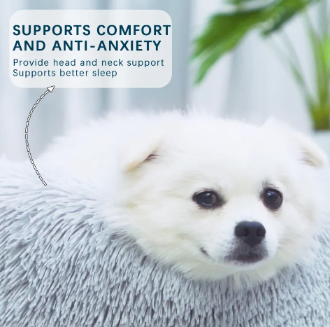 Calming Fluffy Donut Dog Bed