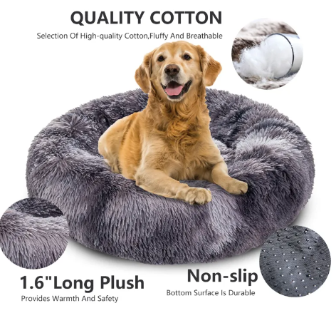 Calming Fluffy Donut Dog Bed