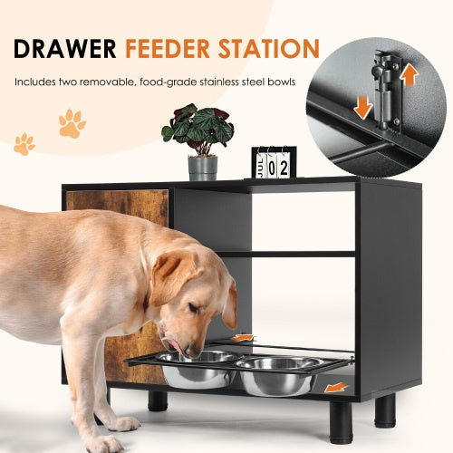 Large Elevated Pet Feeder Station with Storage