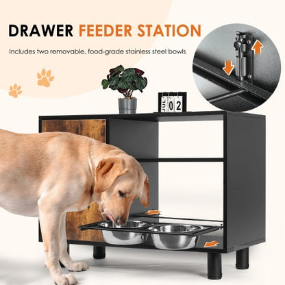 Large Elevated Pet Feeder Station with Storage