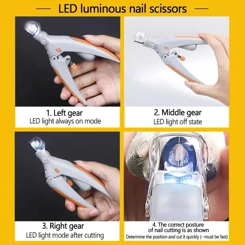 Dog & Cat Nail Clippers with LED Light and Magnifying Glass | Prevent Painful Over-Cutting with Built-In Quick Detection