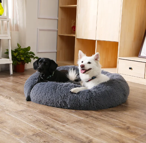 Calming Fluffy Donut Dog Bed